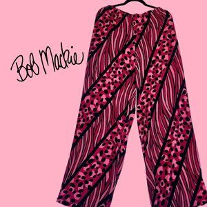 Woman's Palazzo Pants Bob Mackie Wearable Art Abstract Black Red Pink Design XL
